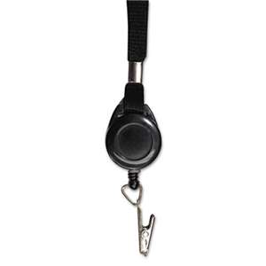 Advantus 75549 Lanyards with Retractable ID Reels, Clip Style, 36" Long, Black, 12/PK