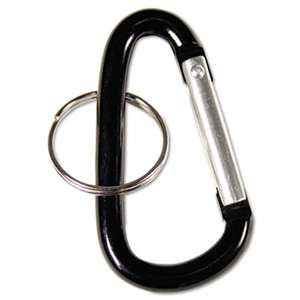 ADVANTUS CORPORATION Carabiner Key Chains, Split Key Rings, Aluminum, Black, 10/Pack