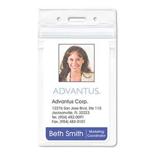 ADVANTUS CORPORATION PVC-Free Badge Holders, Vertical, 3" x 4", Clear, 50/Pack