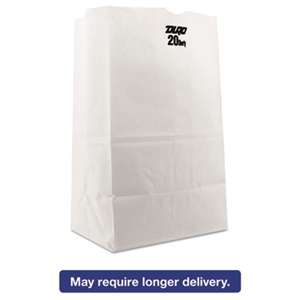 GENERAL SUPPLY #20 Squat Paper Grocery Bag, 40lb White, Std 8 1/4 x 5 15/16 x 13 3/8, 500 bags