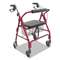 BRIGGS HEALTHCARE Ultra Lightweight Rollator, Burgundy, Aluminum, Adjustable