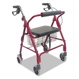 BRIGGS HEALTHCARE Ultra Lightweight Rollator, Burgundy, Aluminum, Adjustable