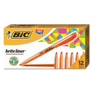 BIC CORP. Brite Liner Highlighter, Chisel Tip, Fluorescent Orange, Dozen