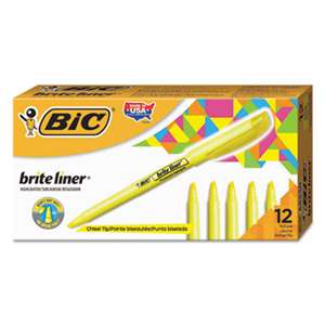 BIC CORP. Brite Liner Highlighter, Chisel Tip, Fluorescent Yellow, Dozen