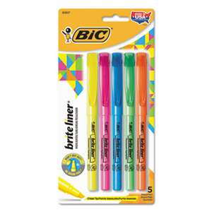 BIC CORP. Brite Liner Highlighter, Chisel Tip, Assorted Colors, 5/Set