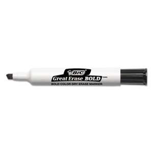 BIC CORP. Great Erase Bold Tank-Style Dry Erase Marker, Chisel Tip, Black, Dozen
