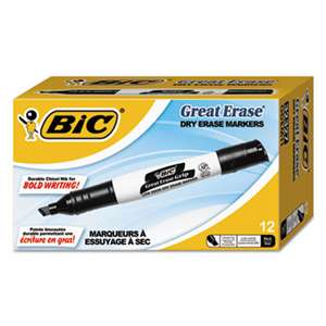 BIC CORP. Great Erase Grip Chisel Tip Dry Erase Marker, Black, Dozen