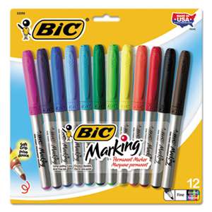 BIC CORP. Marking Fine Tip Permanent Marker, Assorted, Dozen