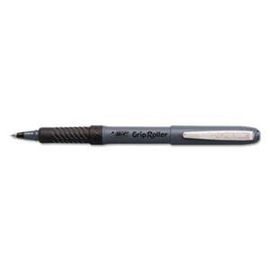 BIC CORP. Grip Stick Roller Ball Pen, Black Ink, .5mm, Micro Fine, Dozen