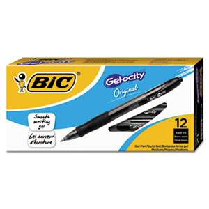 BIC CORP. Gel-ocity Retractable Gel Pen, Black Ink, .7mm, Medium, Dozen