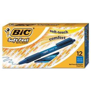 BIC CORP. Soft Feel Retractable Ballpoint Pen, Blue Ink, .8mm, Fine, Dozen