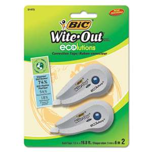 BIC CORP. Wite-Out Ecolutions Mini Correction Tape, White, 1/5" x 235", 2/Pack