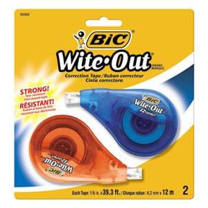 BIC CORP. Wite-Out EZ Correct Correction Tape, Non-Refillable, 1/6" x 472", 2/Pack