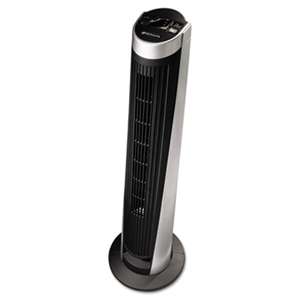 HOLMES PRODUCTS Remote Control Tower Fan, Five Speeds, Black/Silver