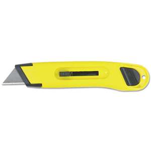 STANLEY BOSTITCH Plastic Light-Duty Utility Knife w/Retractable Blade, Yellow