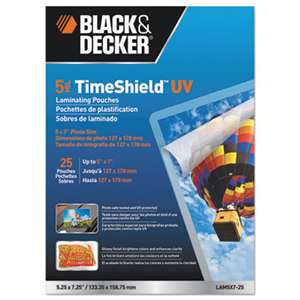 BLACK & DECKER TimeShield UV Laminating Pouches, 5 mil, 5 x 7, 25/Pack