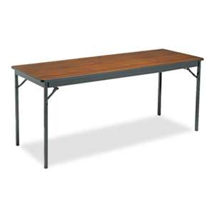 BARRICKS MANUFACTURING CO Special Size Folding Table, Rectangular, 72w x 24d x 30h, Walnut/Black