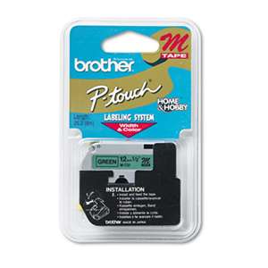 Brother P-Touch M731 M Series Tape Cartridge for P-Touch Labelers, 1/2w, Black on Green