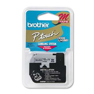 Brother P-Touch M931 M Series Tape Cartridge for P-Touch Labelers, 1/2w, Black on Silver