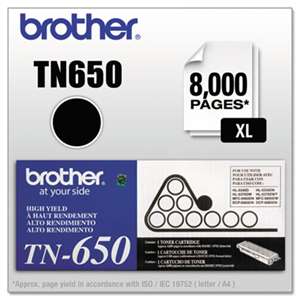 Brother TN650 TN650 High-Yield Toner, 8000 Page-Yield, Black