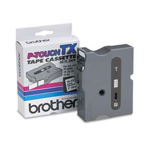 Brother P-Touch TX2511 TX Tape Cartridge for PT-8000, PT-PC, PT-30/35, 1w, Black on White