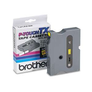 Brother P-Touch TX6311 TX Tape Cartridge for PT-8000, PT-PC, PT-30/35, 1/2w, Black on Yellow