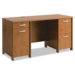 BUSH INDUSTRIES Envoy Double Pedestal Desk (Box 2 of 2), 58w x 23 1/4d x 30 1/4h, Natural Cherry