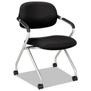 BASYX VL303 Series Nesting Arm Chair, Black/Silver