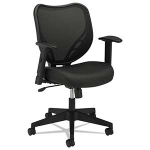 BASYX VL551 Series Mid-Back Swivel/Tilt Chair, Fabric Seat, Mesh Back, Black