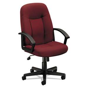 BASYX VL601 Series Executive High-Back Swivel/Tilt Chair, Burgundy Fabric/Black Frame