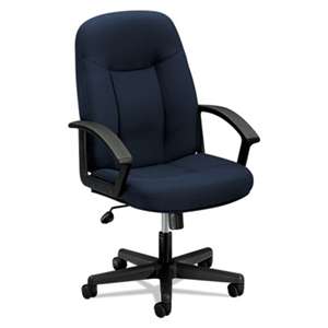 BASYX VL601 Series Executive High-Back Swivel/Tilt Chair, Navy Fabric/Black Frame