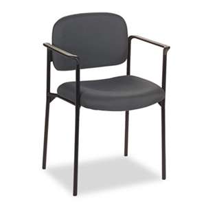 BASYX VL616 Series Stacking Guest Chair with Arms, Charcoal Fabric