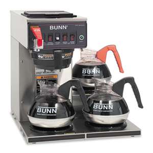 BUNN-O-MATIC CWTF-3 Three Burner Automatic Coffee Brewer, Stainless Steel, Black