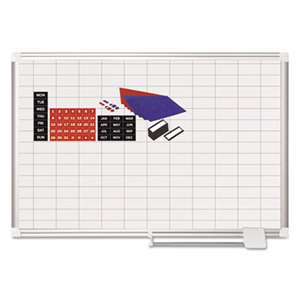 BI-SILQUE VISUAL COMMUNICATION PRODUCTS INC Grid Planning Board w/ Accessories, 1x2" Grid, 36x24, White/Silver