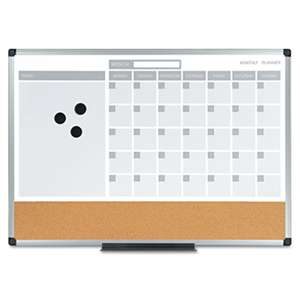 BI-SILQUE VISUAL COMMUNICATION PRODUCTS INC 3-in-1 Calendar Planner Dry Erase Board, 24 x 18, Aluminum Frame