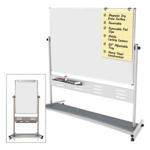 BI-SILQUE VISUAL COMMUNICATION PRODUCTS INC Magnetic Reversible Mobile Easel, 35 2/5w x 47 1/5h, 80"h Easel, White/Silver