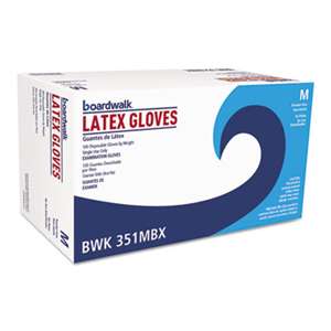 BOARDWALK Powder-Free Latex Exam Gloves, Medium, Natural, 4 4/5 mil, 100/Box