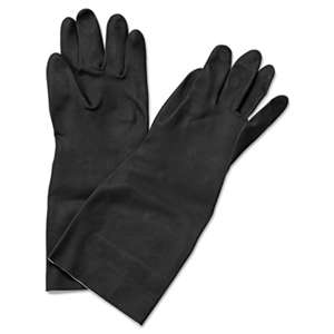 BOARDWALK Neoprene Flock-Lined Gloves, Long-Sleeved, Medium, Black, Dozen