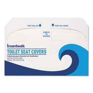 BOARDWALK Premium Half-Fold Toilet Seat Covers, 250 Covers/Sleeve, 10 Sleeves/Carton