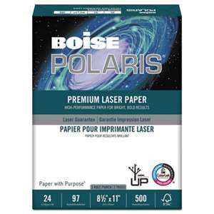 CASCADES POLARIS Premium Laser Paper, 3-Hole, 97 Bright, 24lb, Letter, White. 500 Sheets