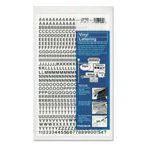 CHARTPAK/PICKETT Press-On Vinyl Letters & Numbers, Self Adhesive, Black, 1/4"h, 610/Pack