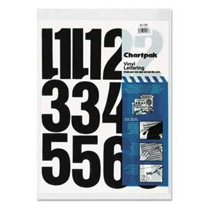CHARTPAK/PICKETT Press-On Vinyl Numbers, Self Adhesive, Black, 4"h, 23/Pack