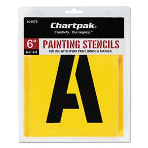 CHARTPAK/PICKETT Painting Stencil Set, A-Z Set/0-9, Manila, 35/Set