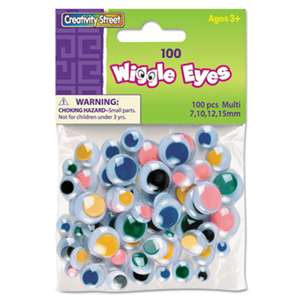 THE CHENILLE KRAFT COMPANY Wiggle Eyes Assortment, Assorted Sizes, Assorted Colors, 100/Pack