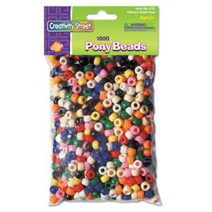 THE CHENILLE KRAFT COMPANY Pony Beads, Plastic, 6mm x 9mm, Assorted Colors, 1000 Beads/Pack