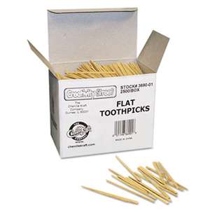 THE CHENILLE KRAFT COMPANY Flat Wood Toothpicks, Wood, Natural, 2500/Pack