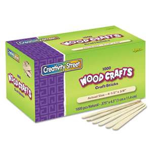Chenille Kraft 377501 Natural Wood Craft Sticks, 4 1/2 x 3/8, Wood, Natural, 1000/Box