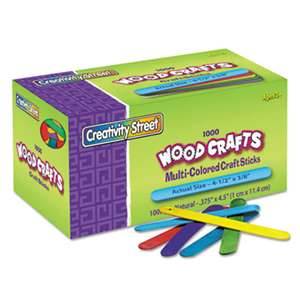 THE CHENILLE KRAFT COMPANY Colored Wood Craft Sticks, 4 1/2 x 3/8, Wood, Assorted, 1000/Box