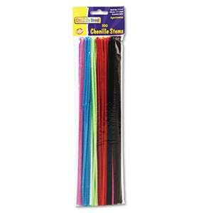 Chenille Kraft 711201 Regular Stems, 12" x 4mm, Metal Wire, Polyester, Assorted, 100/Pack