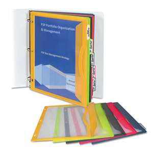 C-LINE PRODUCTS, INC Binder Pocket With Write-On Index Tabs, 9 11/16 x 11 3/16, Assorted, 5/Set